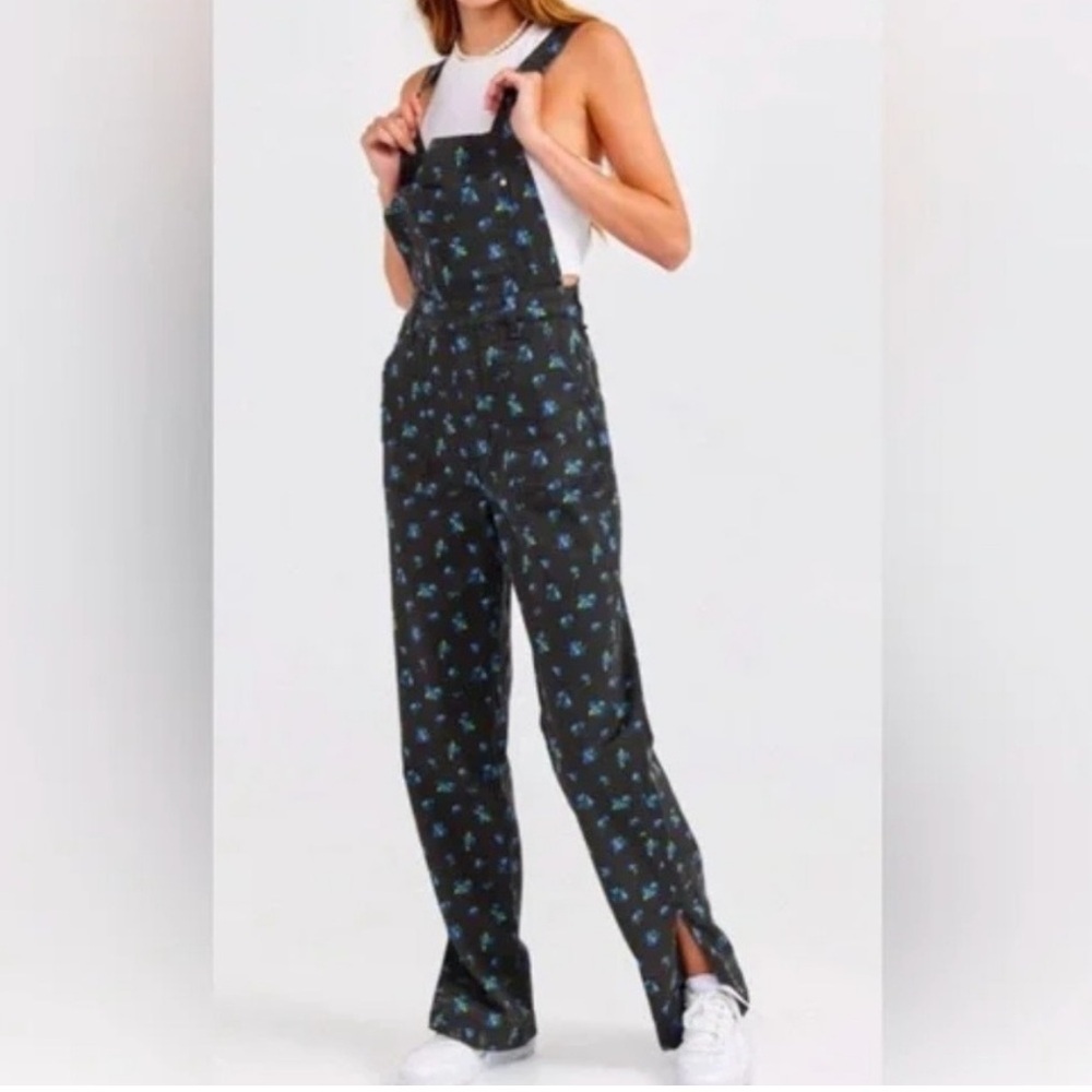 NWT WEWOREWHAT Floral Slouchy Slit Overalls large